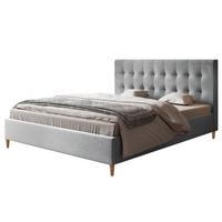 POLSTERBETT LUX Rio mit Kopfteil, 120 x 200 cm, Doppelbett mit Lattenrost aus Holz, Velourstoff Grau, Füße in Farbe: Braun - Grau, Holz/Textil (120/200cm) - Alpi-Möbel