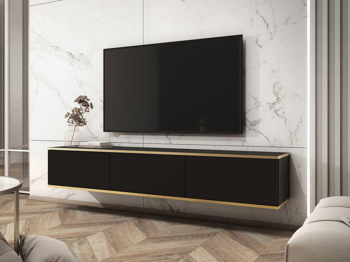 TV-LOWBOARD Oro I - Schwarz, Holzwerkstoff (175/30/32cm) - MIRJAN24