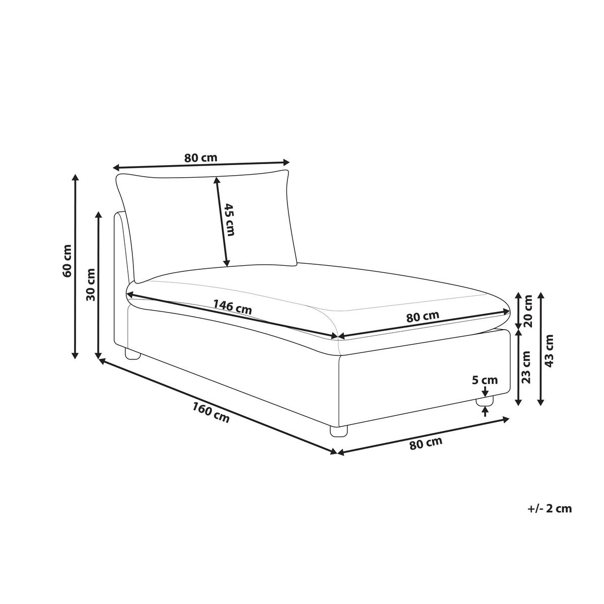 CHAISELONGUE Stoff Cremeweiß Vizille - Creme/Schwarz, Textil (80/60/160cm) - Beliani