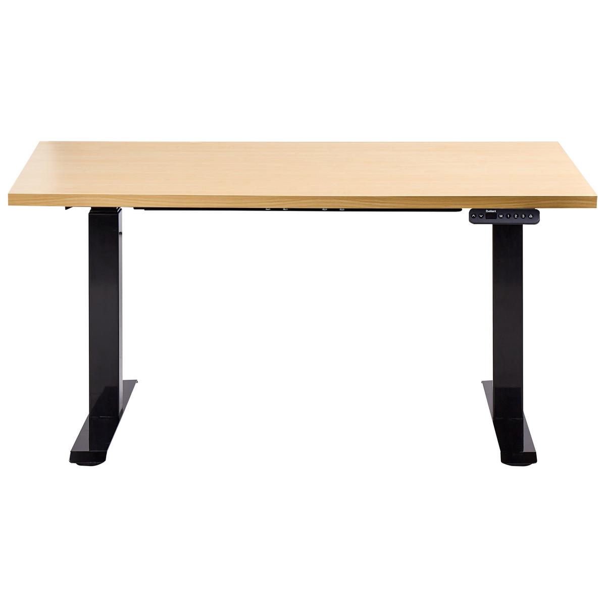 SCHREIBTISCH elektrisch höhenverstellbar 120/72 cm Schwarz/Hellbraun Destines - Hellbraun/Schwarz, Holzwerkstoff/Metall (72/120/63cm) - Beliani