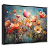 LEINWAND Bilder mit Rahmen - Blumen - Aquarell - Kunst - Botanisch - Natur - 40x30 - Orange, Textil (40/30cm) - MuchoWow