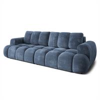 BETTSOFA DAFNE Blau Chenille-Stoff mit Schlaffunktion - Blau, Textil (300/88/113cm) - MASSENO