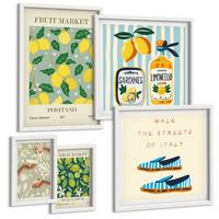 BILDER SET 5er Set - 50x50 cm & 20x30 cm & 40x60 cm Weißer Rahmen - Zitrusfrüchte der italienischen Tropen - Weiß, Kunststoff (40/60cm) - TULUP