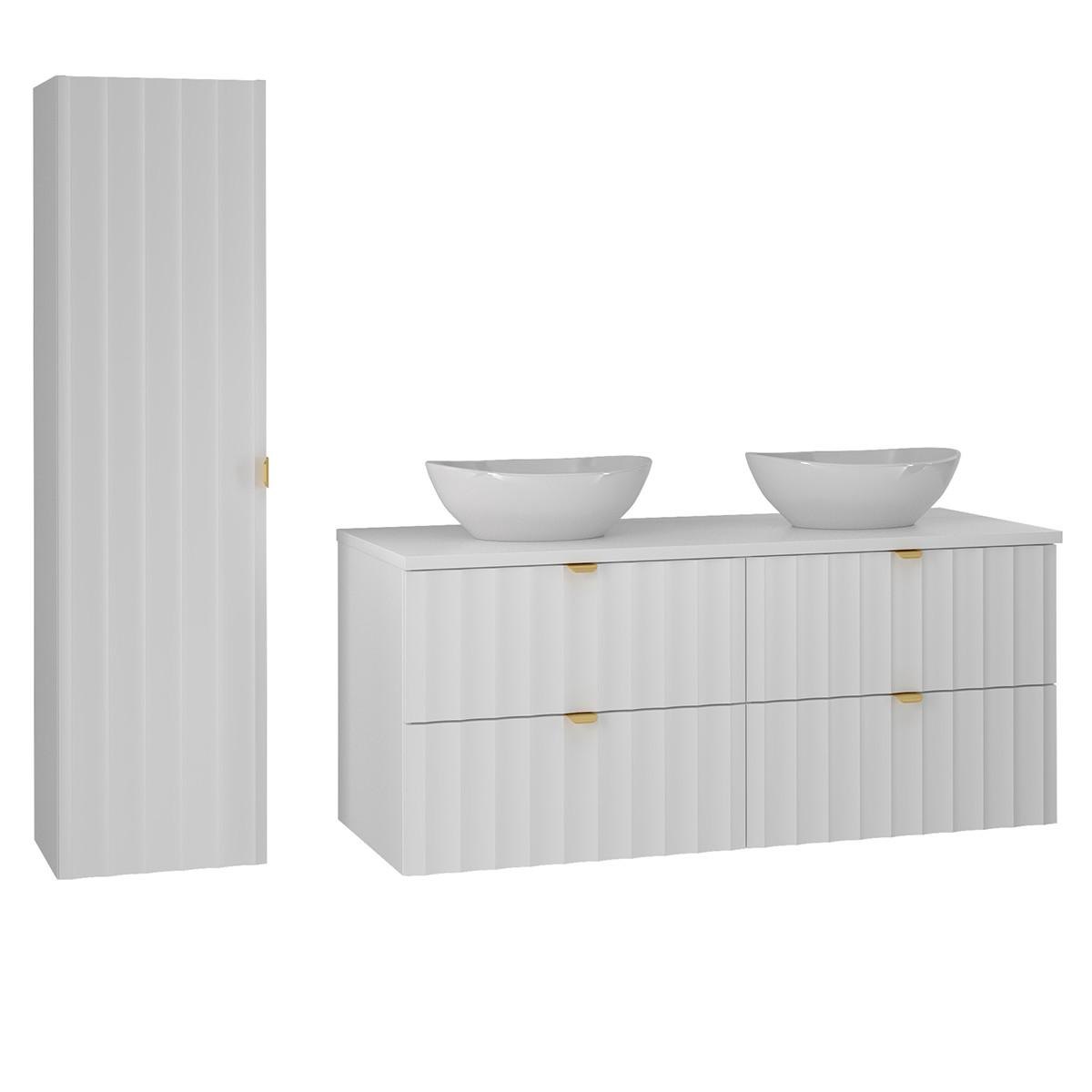 BADMÖBEL 120.6cm Lexa 2er-Set Weiß - Weiß, Holzwerkstoff (120.6/52.2/46.5cm) - Petits-meubles