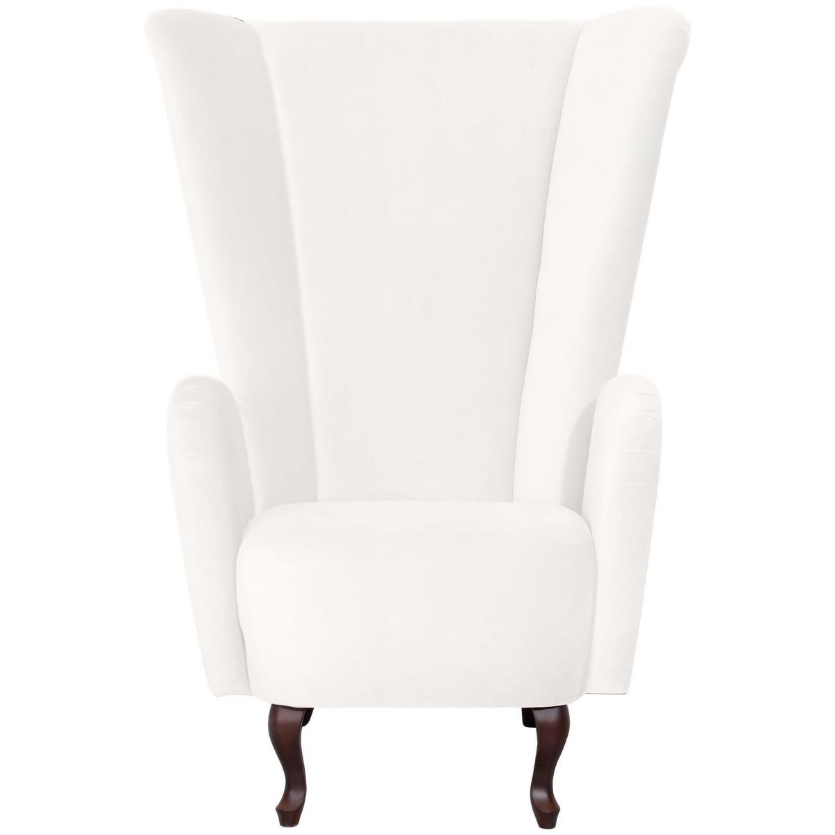 HOCHLEHNSESSEL Kailey Bezug Velourstoff Buche nussbaum dunkel / creme - Weiß, Kunststoff (96/122/89cm) - 58aufmkessel