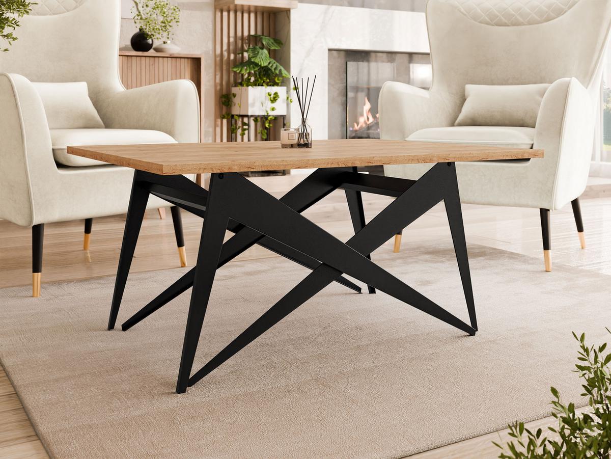 2-IN-1 COUCHTISCH UND ESSTISCH Xena - Eichefarben/Schwarz, Holzwerkstoff/Metall (70/90/45cm) - MIRJAN24