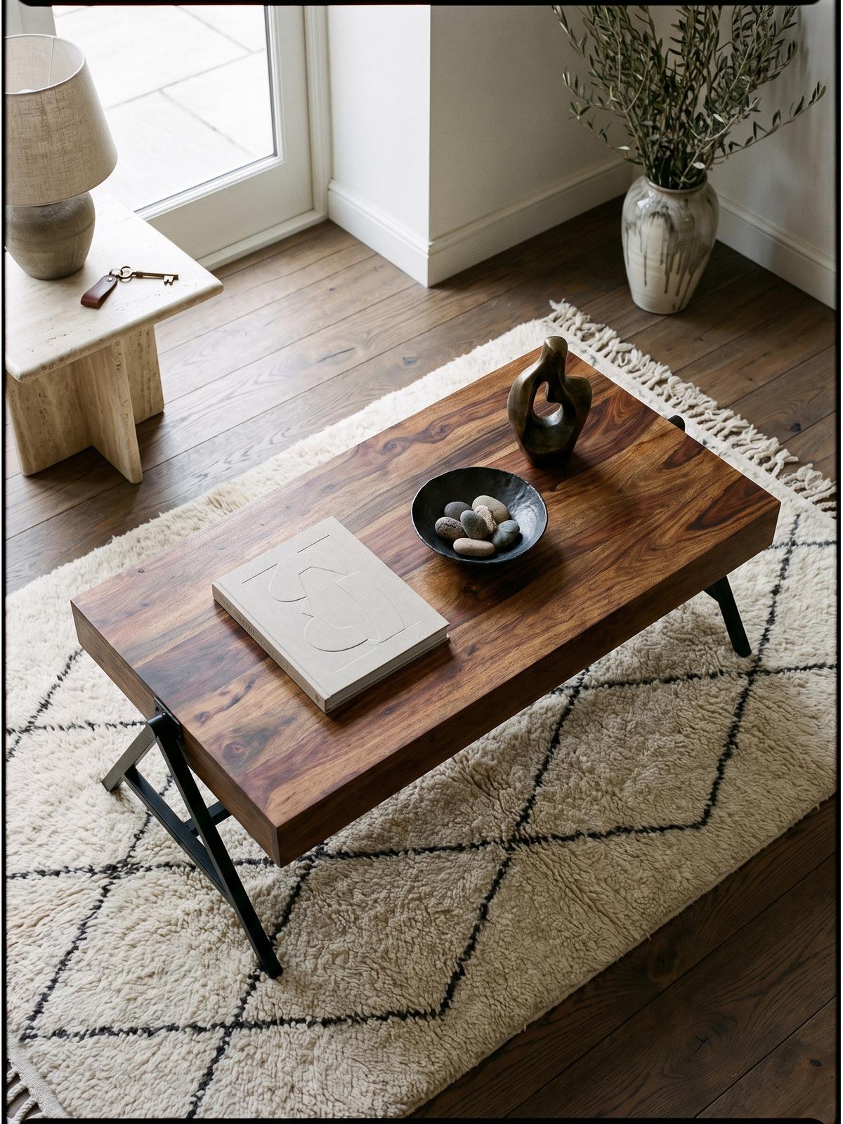 COUCHTISCH SENJA, Dunkles Massivholz, 120 x 60 x 40 cm - Schwarz/Braun, Holz/Metall (60/120/40cm) - KADIMA DESIGN