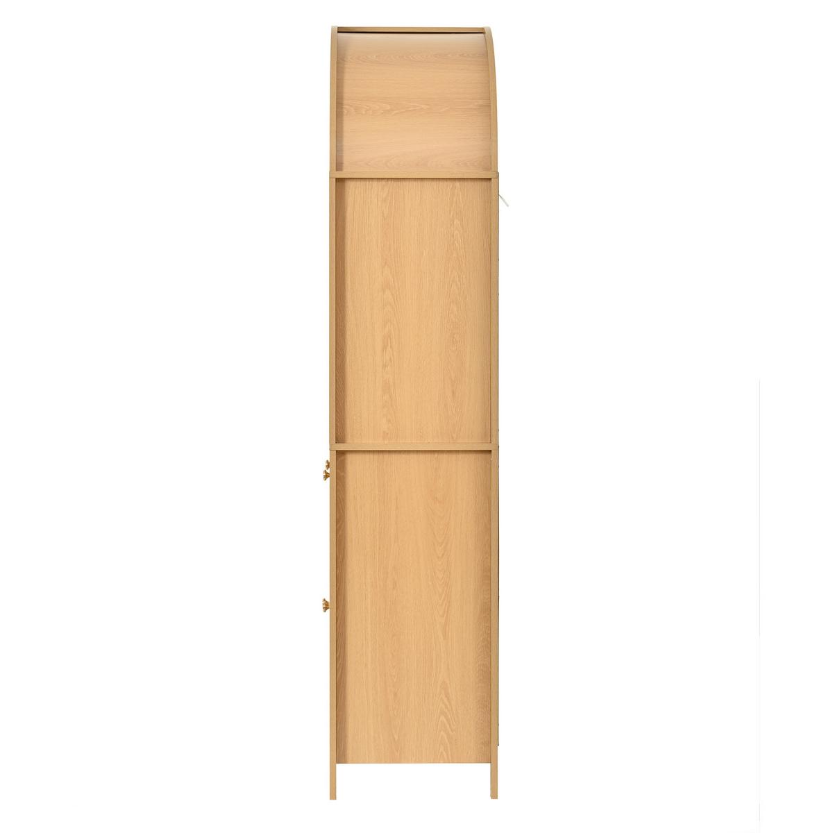 BUFFETSCHRANK Natur mit Bogenfront, Schublade & Doppeltüren mit Gewürzregalen - Naturfarben, Holzwerkstoff (76/180/40cm) - Urban Meuble