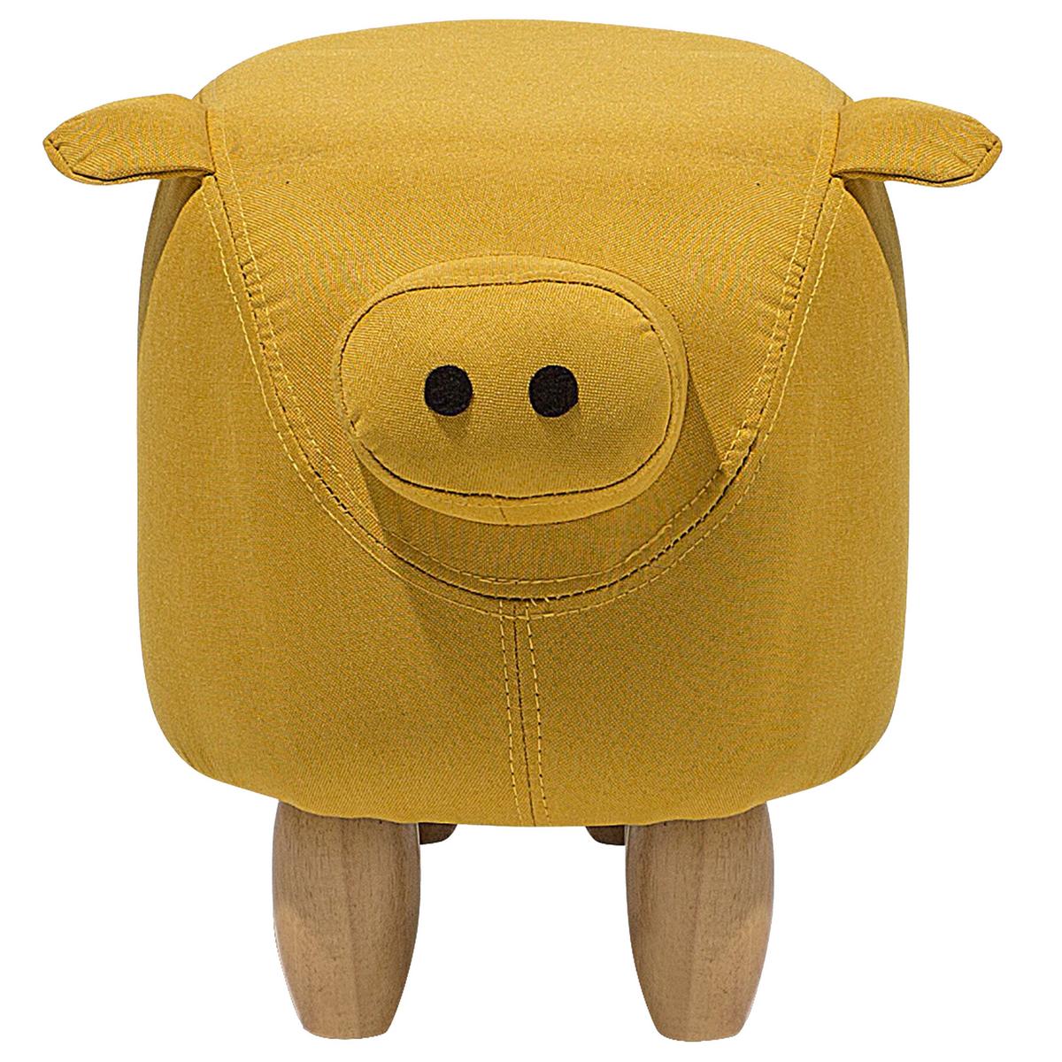 TIERHOCKER Piggy 32/50/35 cm - Gelb, Kunststoff/Textil (50/35/32cm) - Beliani
