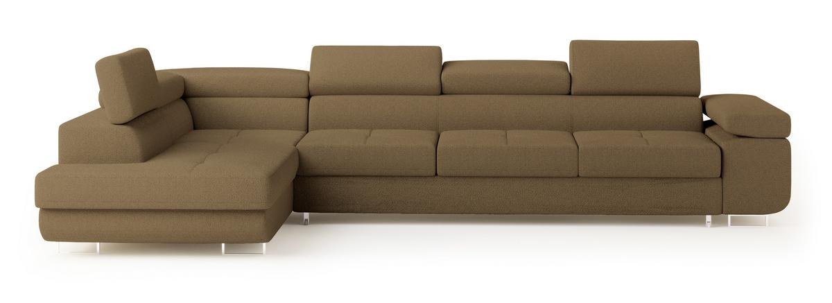 ECKSOFA VICENTE Orange Boucle-Stoff mit Schlaffunktion - Orange, Holz (346/202cm) - MASSENO