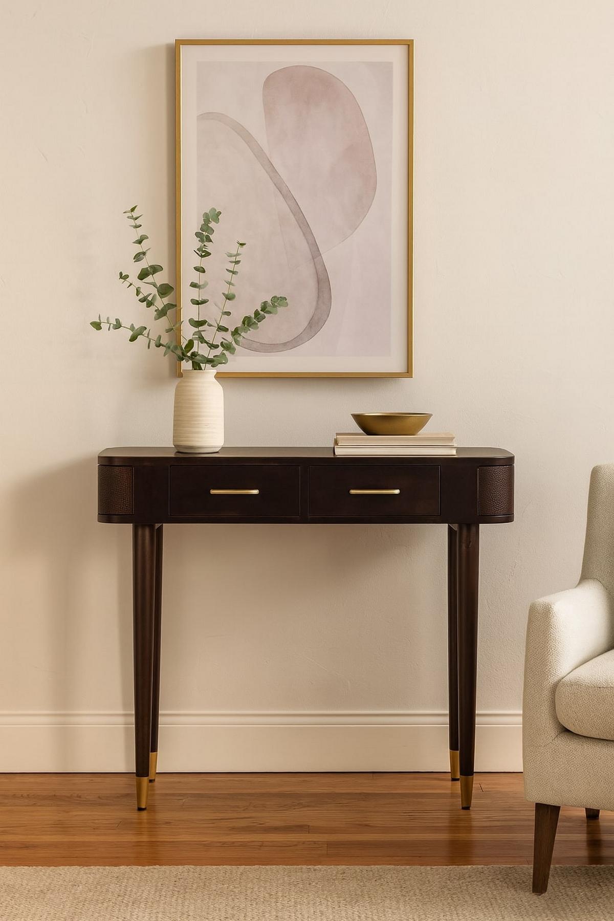 KONSOLENTISCH mit Samt-Mokka-Finish, 2 Schubladen, dunkelbraun - Dunkelbraun, Holz (35/90/80cm) - Artisan Furniture