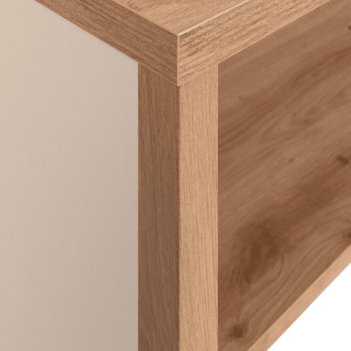 BAR-TISCH 4 Fächer, Eicheneffekt und Kaschmir 55/138/110 cm - Eschefarben, Holzwerkstoff (57.5/55/138cm) - Calicosy