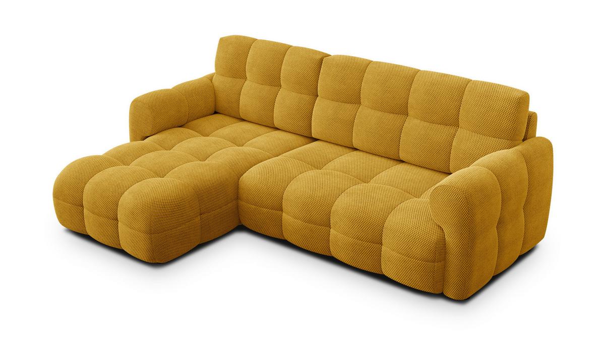 ECKSOFA MELLOW 3-Sitzer, safran - Gelb/Schwarz, Holz/Textil (232/156cm) - Wozimo