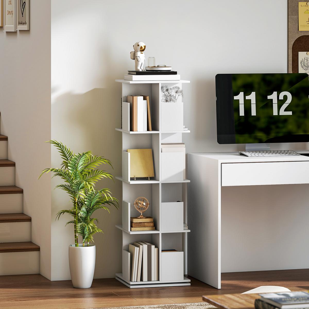 BÜCHERREGAL Spanplatte Weiß - Weiß, Holzwerkstoff (39/128.3/39cm) - HOMCOM