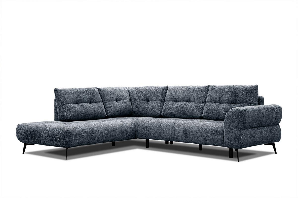 ECKSOFA SALVINI 5-Sitzer, dunkelblau - Schwarz/Dunkelblau, Holzwerkstoff/Textil (158/292cm) - Wozimo