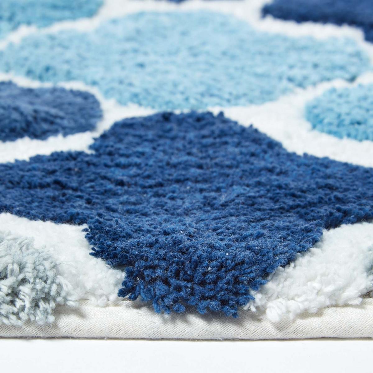 BADEMATTE 50/80 cm gemustert, Baumwolle - Blau, Textil (50/80cm) - Homescapes