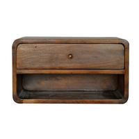 NACHTTISCH Wandmontierter Kastanienfinish, 1 Schublade, 1 Offenes Fach, Braun - Messingfarben/Braun, Holz/Metall (45/25/32cm) - Artisan Furniture