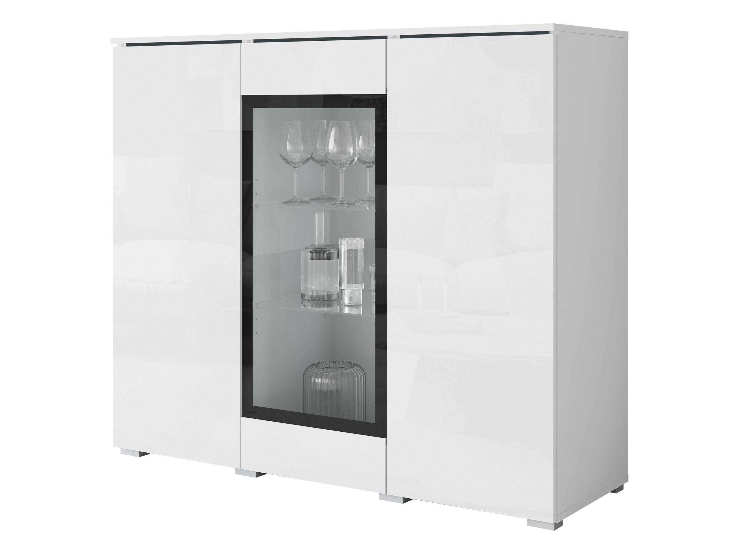 KOMMODE Vera 120 - Weiß Hochglanz/Silberfarben, Holzwerkstoff/Kunststoff (120/104/40cm) - MIRJAN24