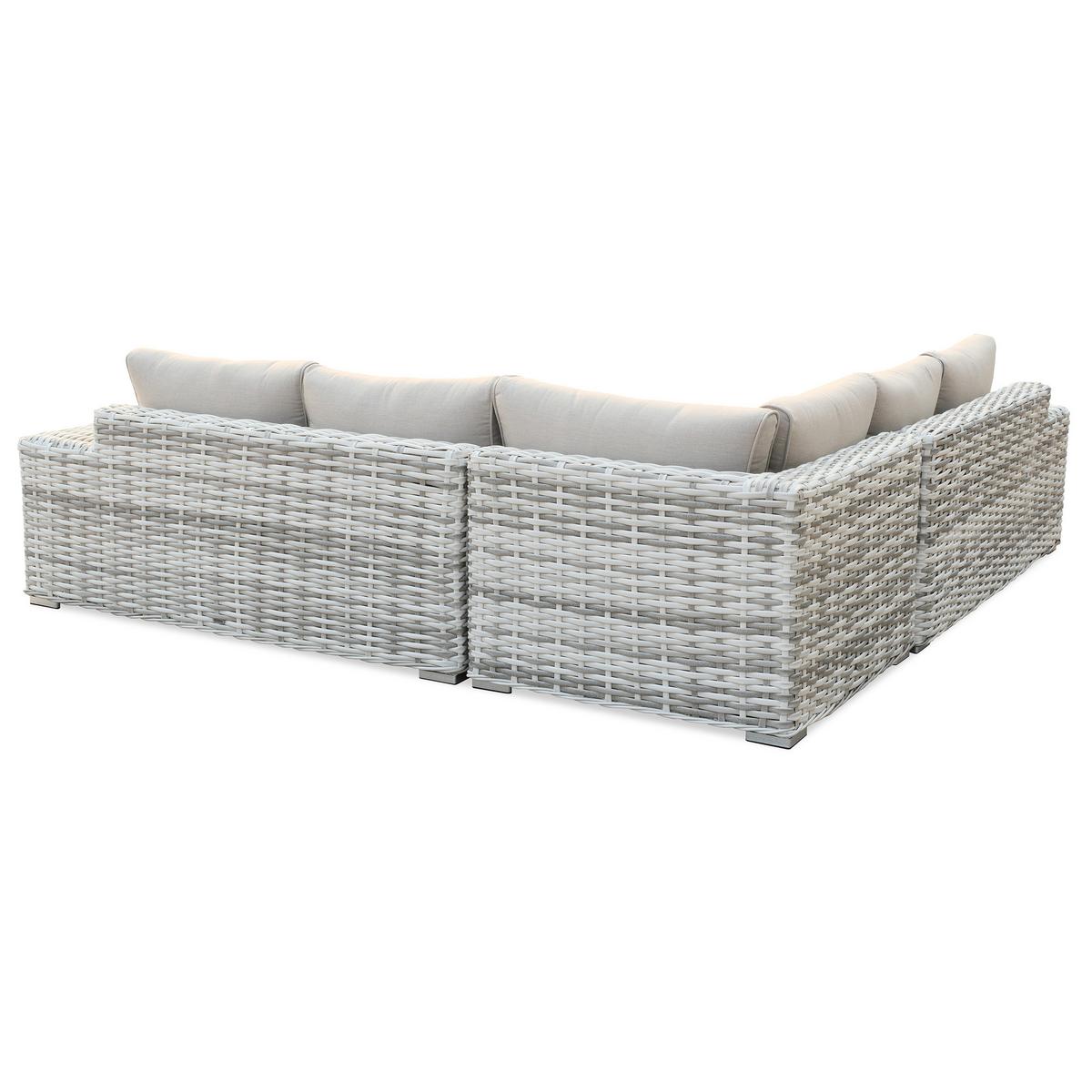 GARTENSET Solaris aus Technorattan, mit Ecksofa und Kaffeetisch, Hellgrau - Grau, Kunststoff/Metall - Beautysofa