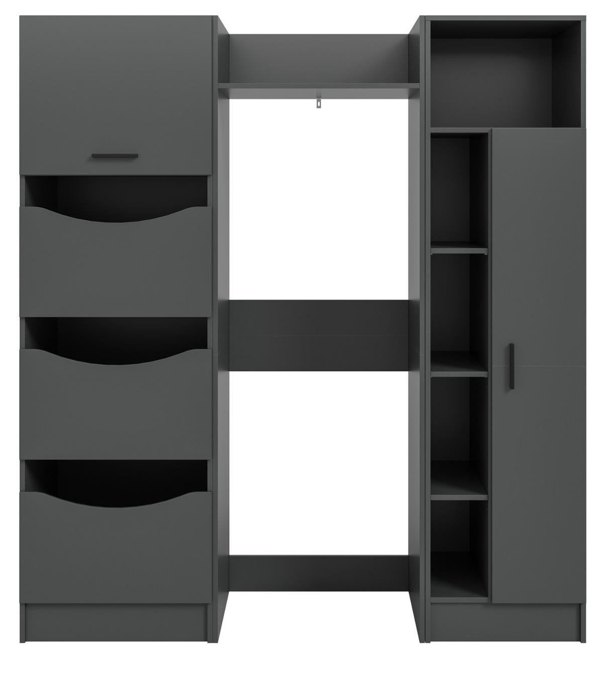WASCHMASCHINENSCHRANK grau Set 3-teilig 176 x 196 cm, viel Stauraum - Schwarz/Grau, Holzwerkstoff/Kunststoff (176/196/68cm) - Inn.Furn