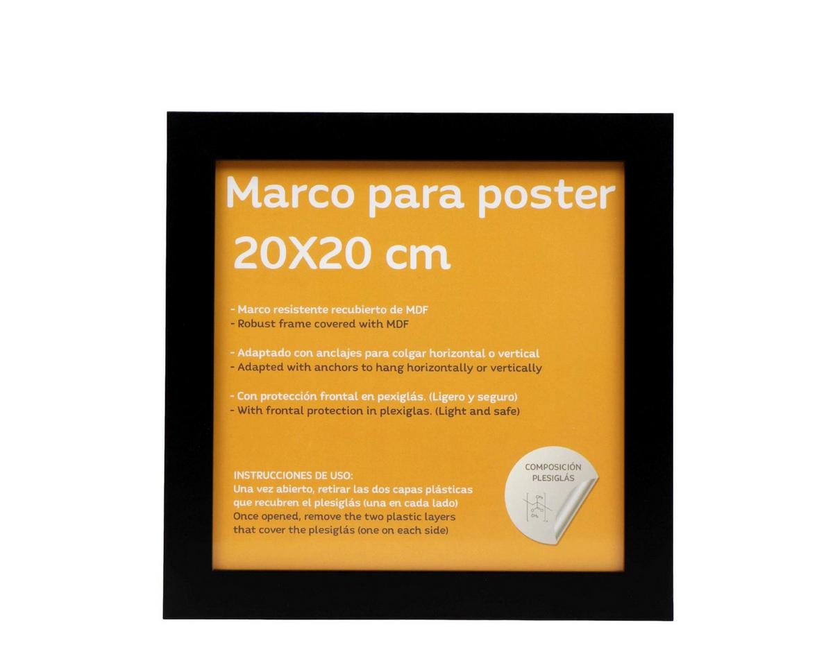 RAHMEN Set mit 4 aus MDF und Acrylglas Schutz und Aussteller für Fotografien, Bilder, Poster, Gemälde, Dekoration für Haus Farbe Schwarz 20X20 cm - Schwarz, Holz (20/3cm) - Nacnic
