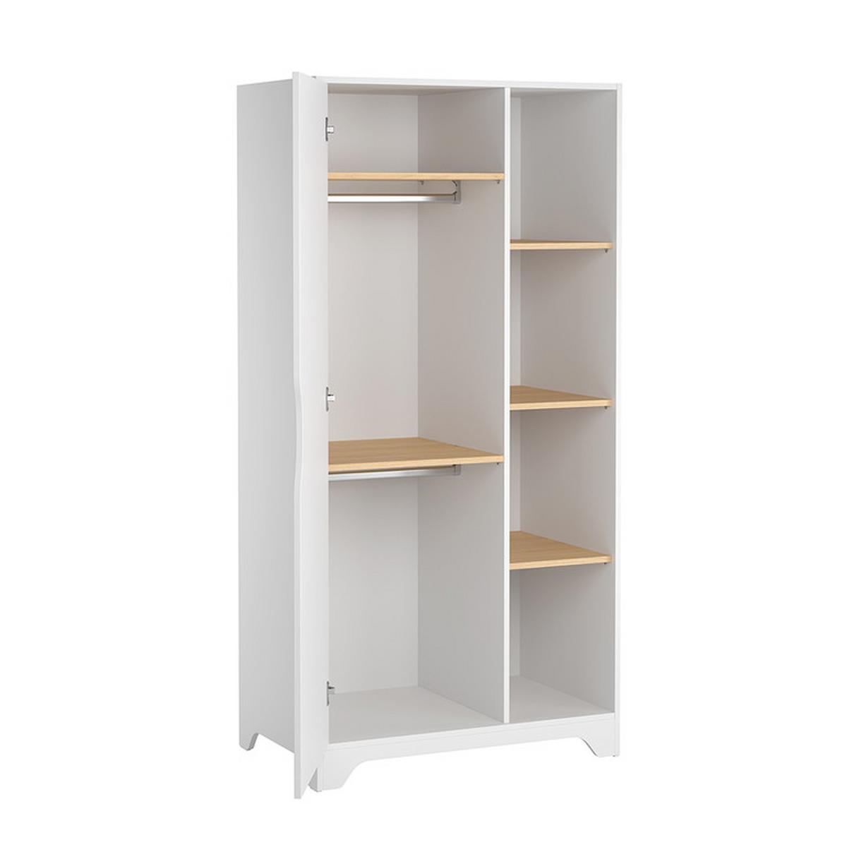 SCHRANK 1 Tür Weiß und Holz - Weiß, Holzwerkstoff (88.5/189.5/52cm) - Petits-meubles