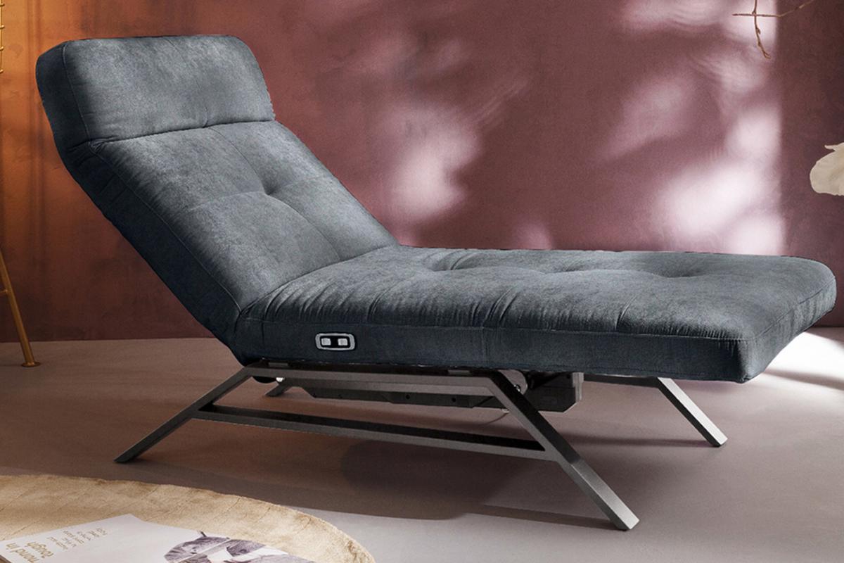 LIEGE MIT MOTORISCHER RELAXFUNKTION AMERIVA Schwarz Velvet Relaxfunktion - Silberfarben/Schwarz, Textil (80/110/158cm) - KAWOLA