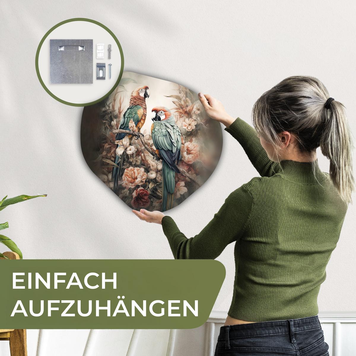 WANDBILD Papageien - Vögel - Natur - Blumen Wanddeko 40x40 cm - Baltimorefarben, Kunststoff (40/40cm) - MuchoWow