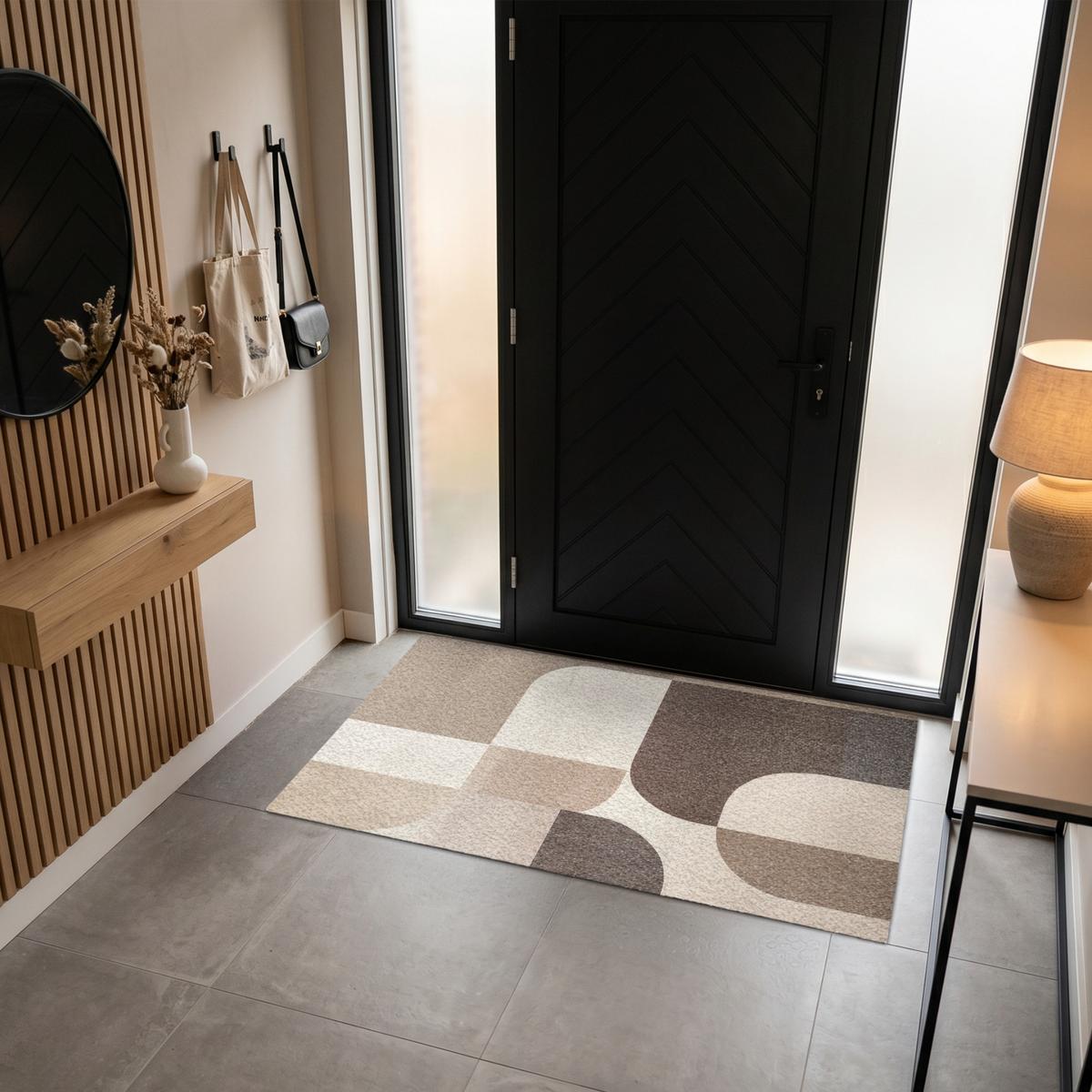 FUSSMATTE Geometrisch - Gewebte Struktur - Modern Fußabtreter 150x90 cm - Beige, Kunststoff (150/0.4cm) - MuchoWow