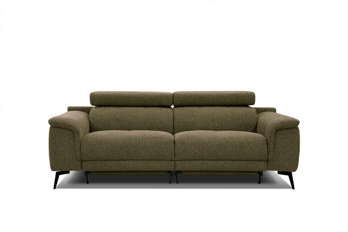 RELAXSOFA FIERO 3-Sitzer mit 2 Relaxfunktionen, olivgrün - Schwarz/Olivgrün, Holzwerkstoff/Textil (212/82/103cm) - Wozimo