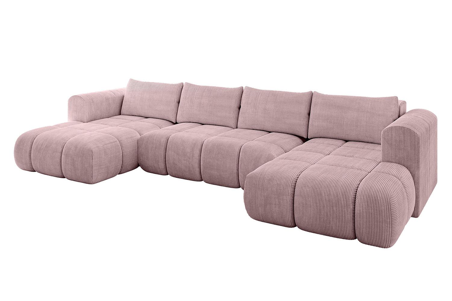 WOHNLANDSCHAFT CLOUD-U 405x185x90 Rosa Cord - Rosa, Holzwerkstoff/Kunststoff (405/90/185cm) - ALTDECOR