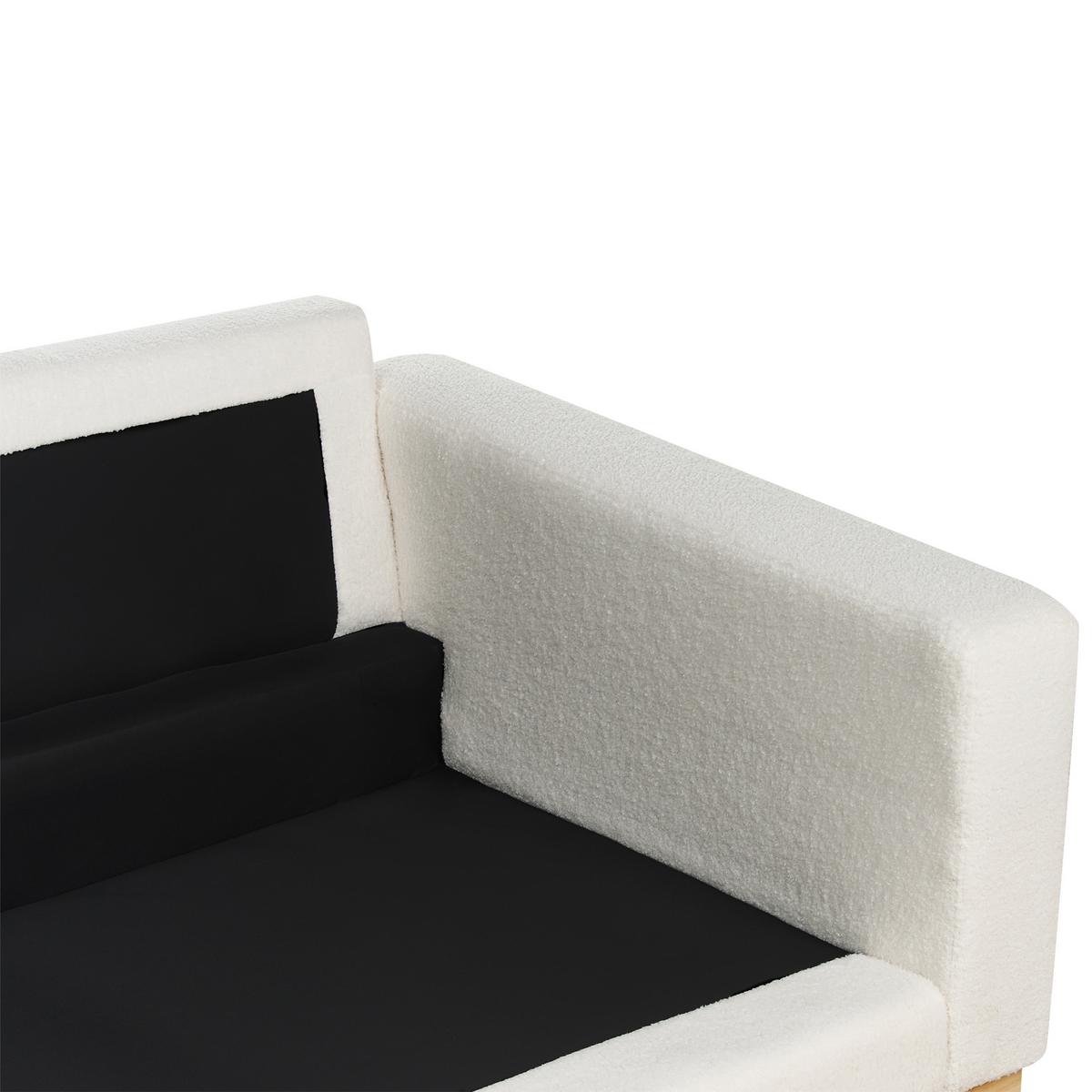 3-SITZER-SOFA Bouclé weiß/hellbraun Siggard - Hellbraun/Weiß, Textil (217/84/92cm) - Beliani