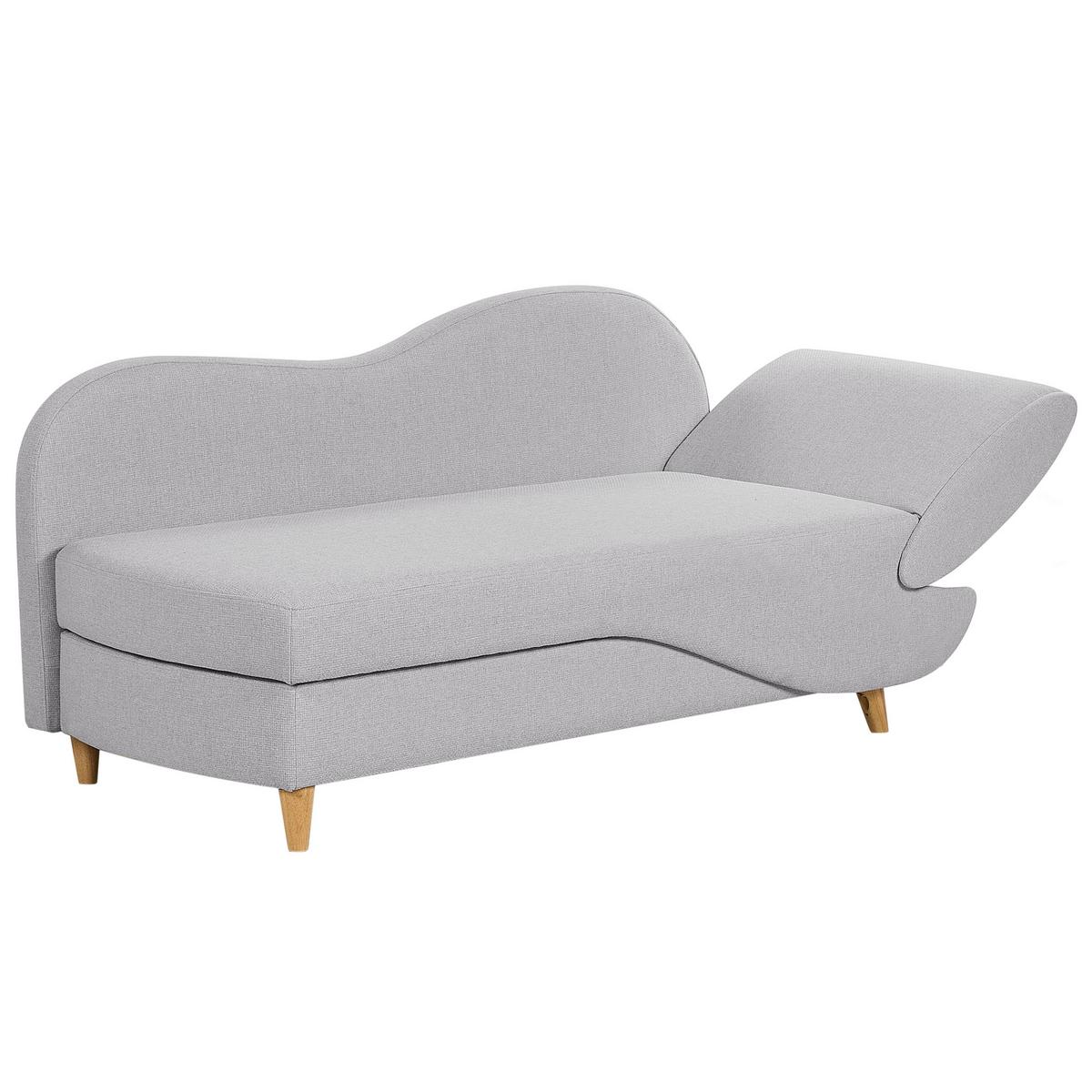CHAISELONGUE Leinenoptik hellgrau mit Bettkasten rechtsseitig Meri - Hellbraun/Grau, Textil (156/73/69cm) - Beliani