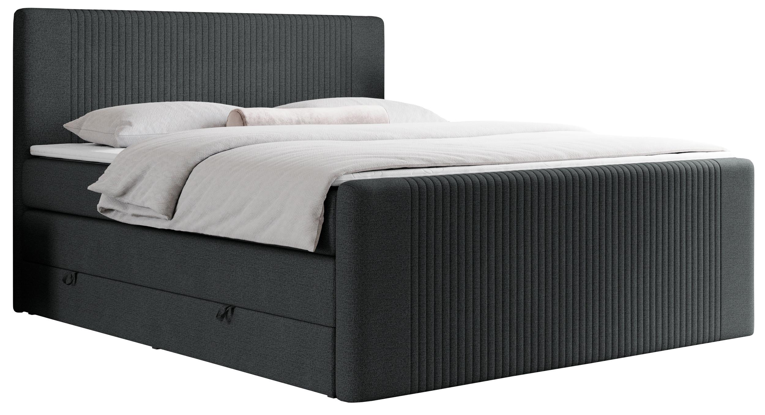 BOXSPRINGBETT KING DOREN 140/200 Dunkelgrau Struktur - H3 - Dunkelgrau, Holz/Textil (140/200cm) - MKS
