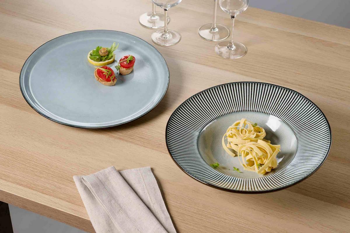 PIZZA & PASTA SET Salerno grau 8-tlg. - Grau, Keramik (2/2/2cm) - Ritzenhoff Breker