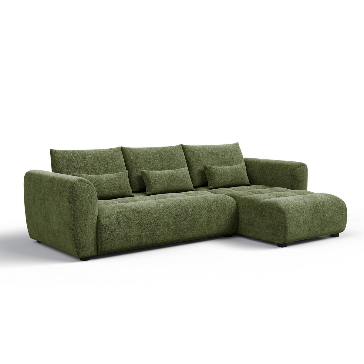 ECKSOFA SORENO 4-Sitzer, dunkelgrün - Dunkelgrün/Schwarz, Holz/Textil (293/171cm) - Wozimo