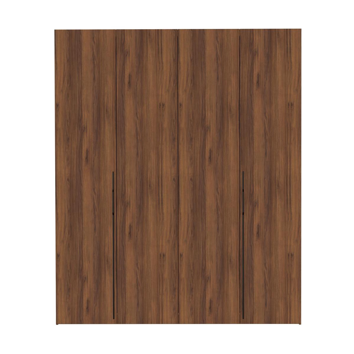 FALTTÜRENSCHRANK Omodeo 200 cm breit in Warmia-Nussbaum – mit WingLine-Falttüren - Walnussfarben, Holzwerkstoff (200/240/58cm) - AX Living