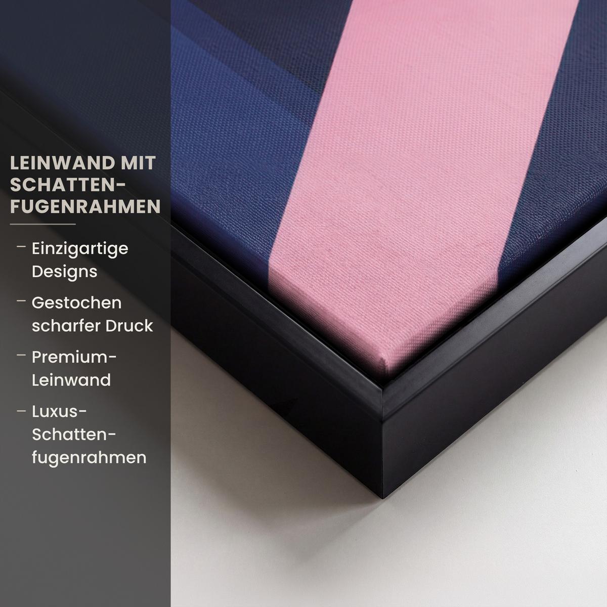 LEINWAND Bilder mit Rahmen - Katze - Treppe - Gebäude - Schattenkontraste - 70x100 - Dunkelblau, Textil (70/100cm) - MuchoWow