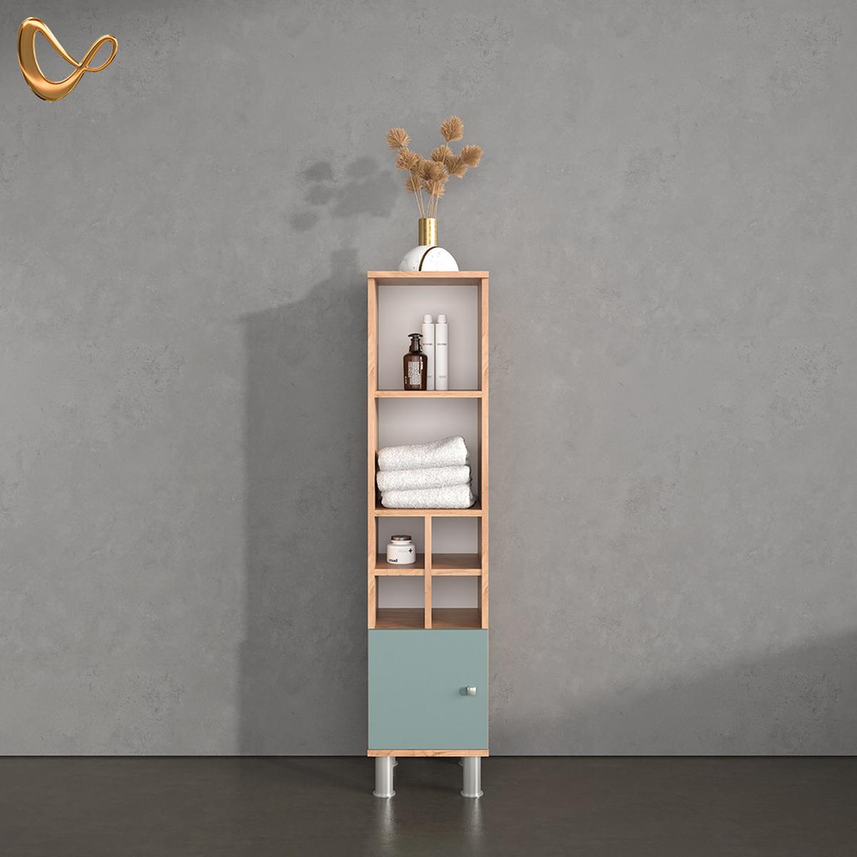 MIDISCHRANK Fucino Grün 30 x 130.6 cm kleine Tür - Grün, Holzwerkstoff (30/130.6/30cm) - Livinity®