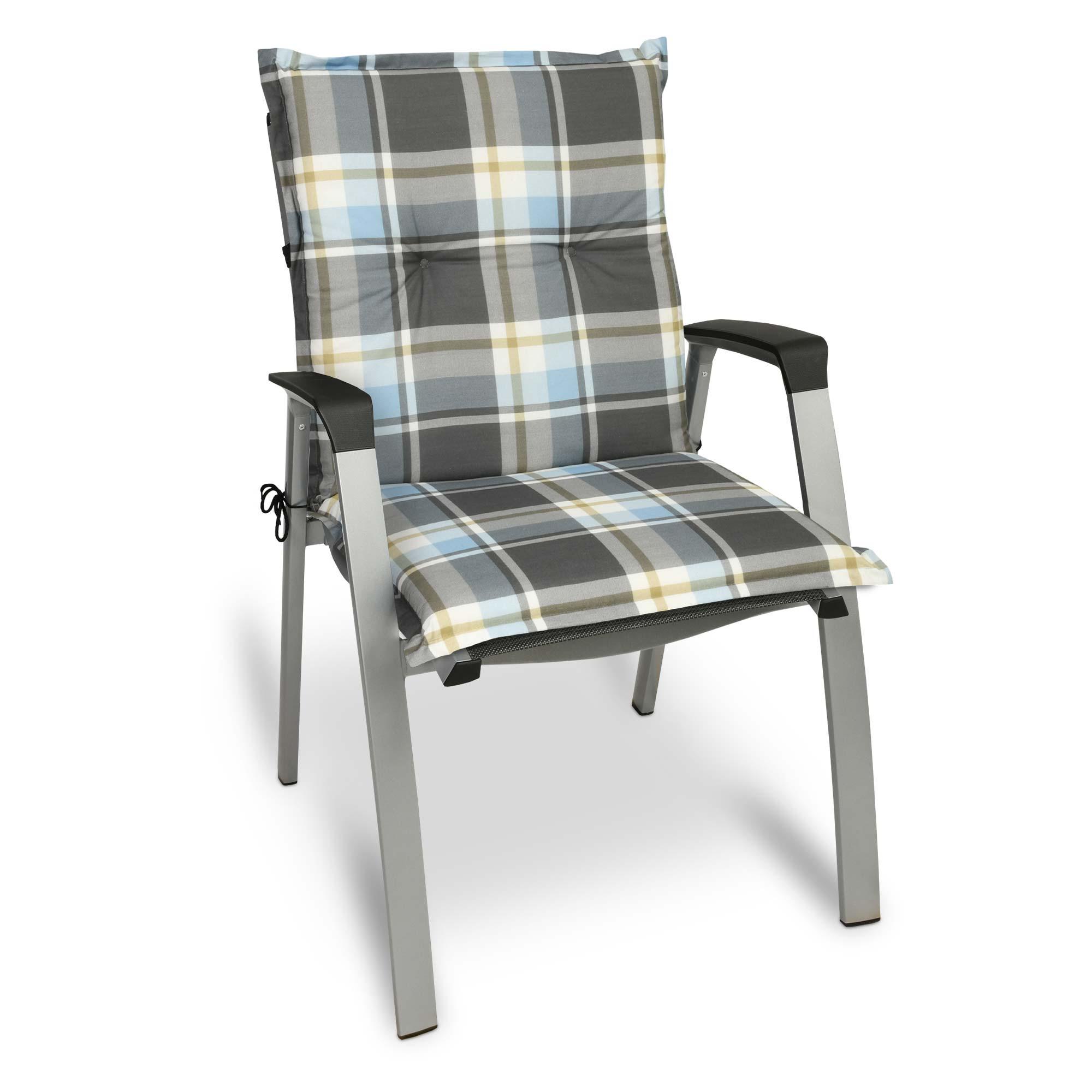 NIEDERLEHNERAUFLAGE Sunny BK 100/50/6cm Blau-Kariert - Blau, Textil (50/6/100cm) - Beautissu 