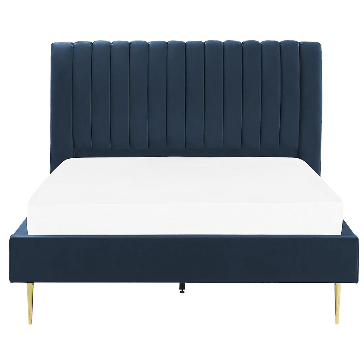 POLSTERBETT 140/200cm Dunkelblau Marville - Dunkelblau, Textil (140/200cm) - Beliani