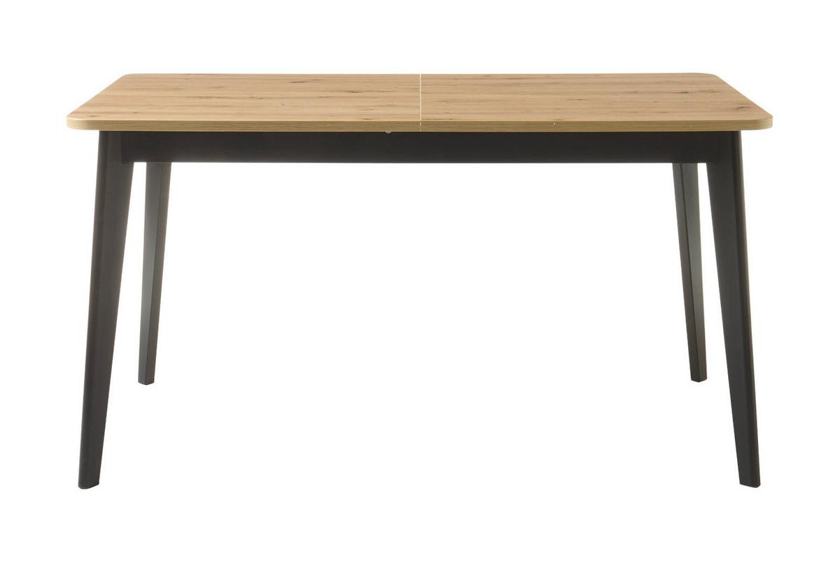 ESSTISCH Eiche Artisan, schwarz, Küchentisch ausziehbar 140 - 180 x 75 cm - Eichefarben/Schwarz, Holzwerkstoff/Kunststoff (180/75/80cm) - Furn.Design