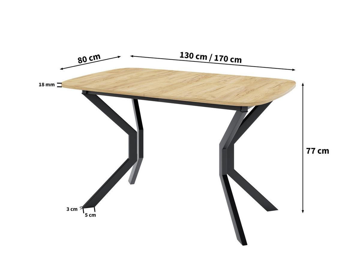 ESSTISCH NICO M Ausziehbar 130 - 170 / 80 x 77 cm - Goldfarben/Schwarz, Holz (130/80/77cm) - MASSENO