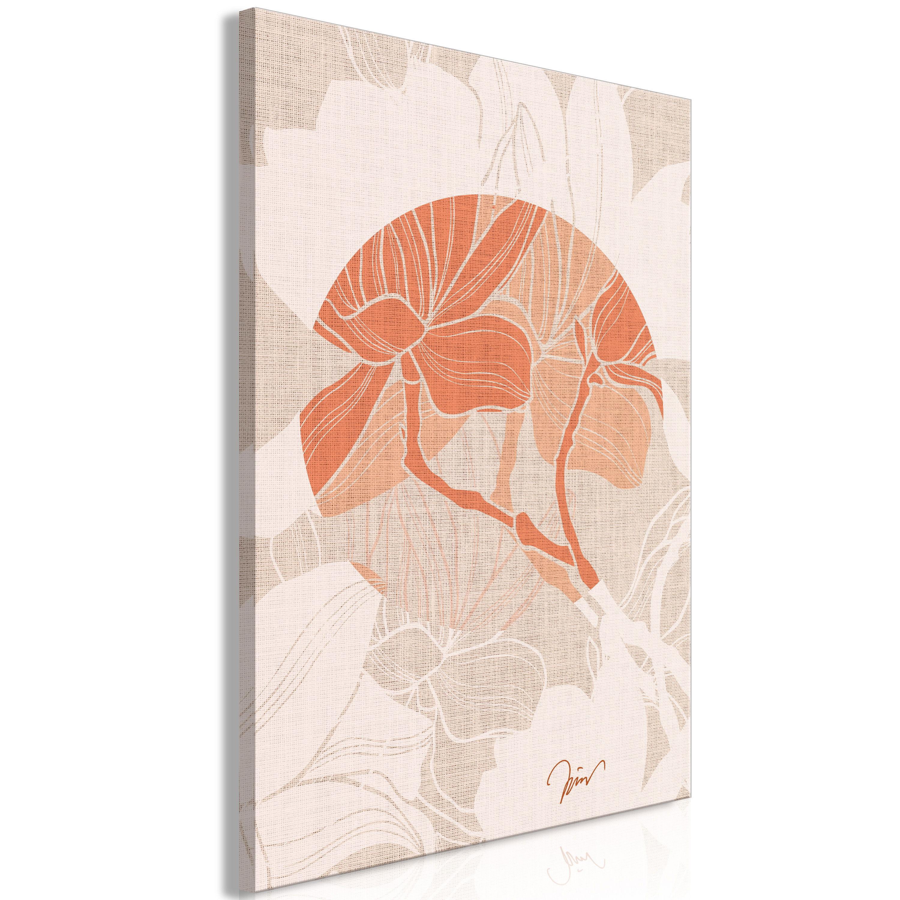 KUNSTDRUCK Grau 40/60 cm - Orange/Grau, Textil (40/60cm) - KUNSTLOFT