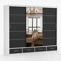 KLEIDERSCHRANK Florence 250 cm, 250/215/64, 2-türig, schwarz - Schwarz, Holzwerkstoff (250/215/64cm) - imoebel24