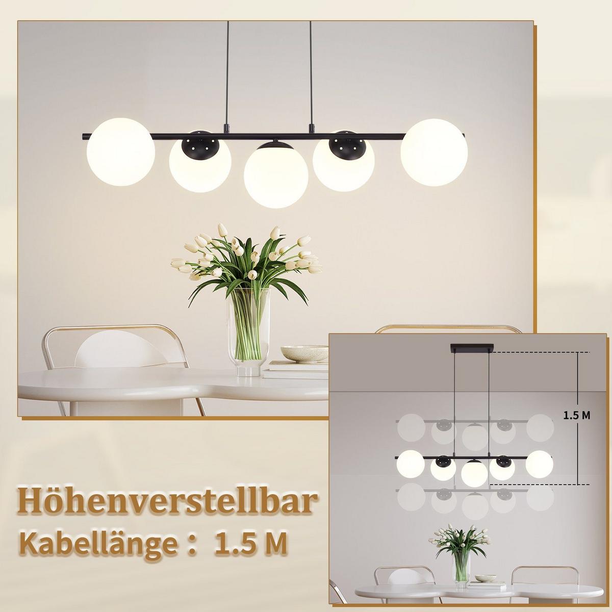 PENDELLEUCHTE Julius 90/15/173.5 cm - Schwarz/Weiß, Glas/Metall (90/15/173.5cm) - ZMH