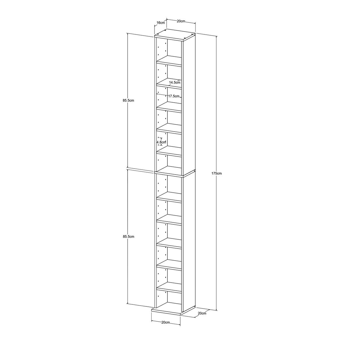 CD-REGAL Høyset - Schwarz, Holzwerkstoff (20/175/20cm) - [en.casa]