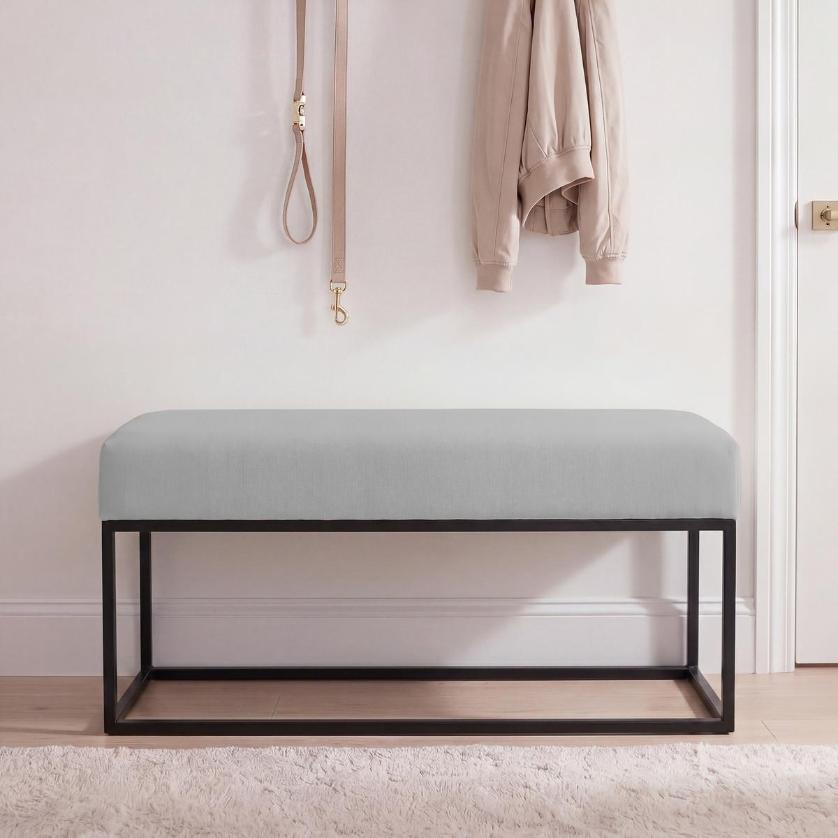 POLSTERBANK STELLA 90 cm Metallgestell, Schwarz / Grau - Grau, Textil/Metall (90/44/30cm) - Idohome
