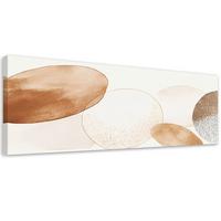 LEINWANDBILD Kreise Kreise Aquarell Beige Minimalismus 150x50cm - Braun, Textil (150/50cm) - Feeby