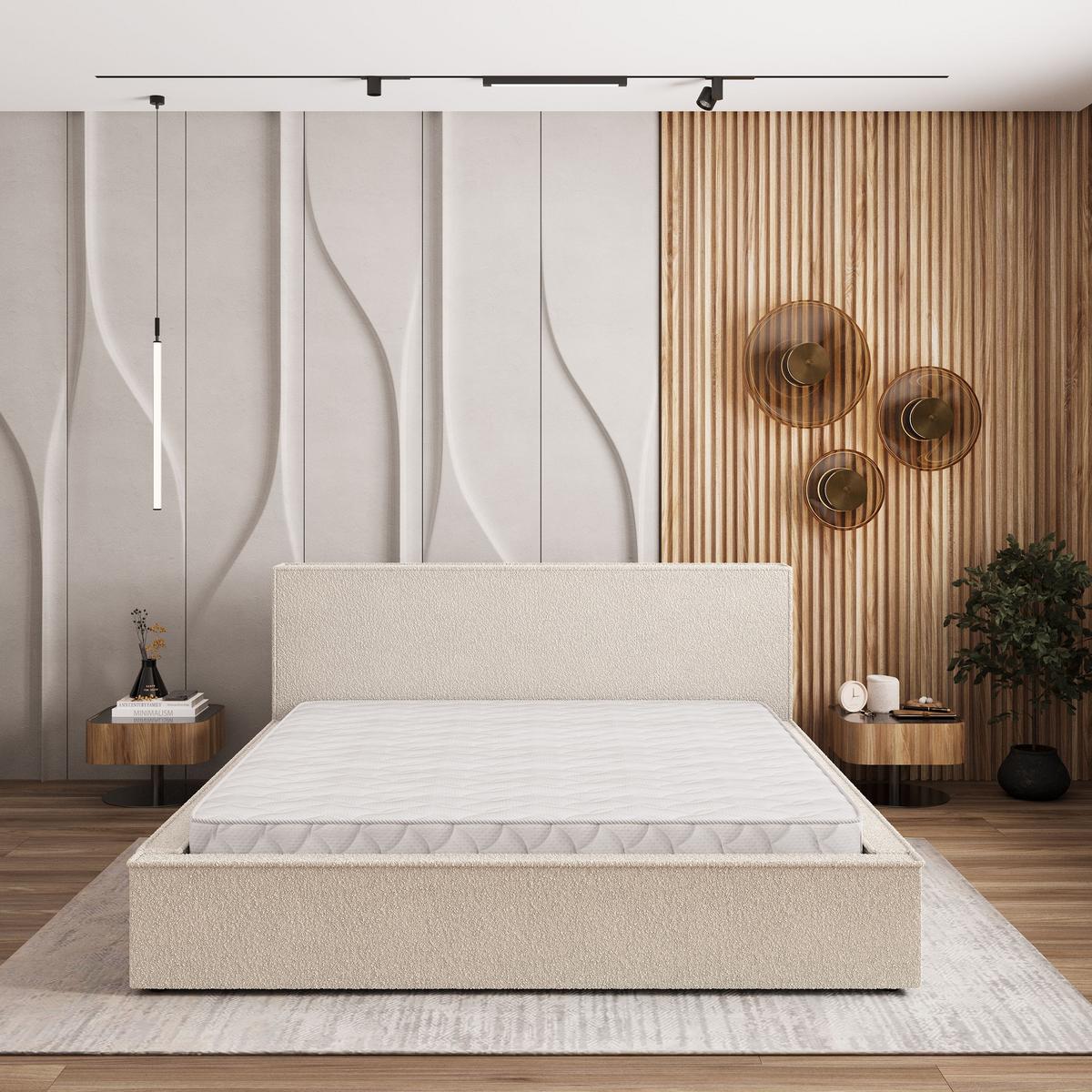 POLSTERBETT CELORA Q 120x200 cm mit Bettkästen - Creme - Creme, Holz/Textil - MASSENO